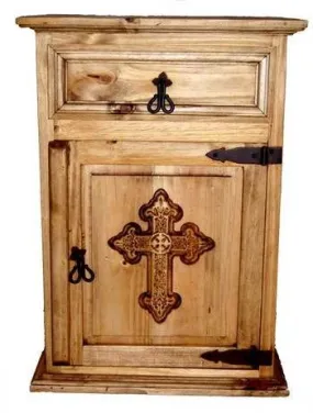 1 Drawer 1 Door Nightstand With Cross