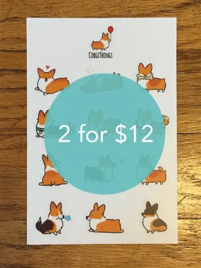 2 Pembroke Corgi Sticker Sheets $12 | Mini Vinyl Stickers