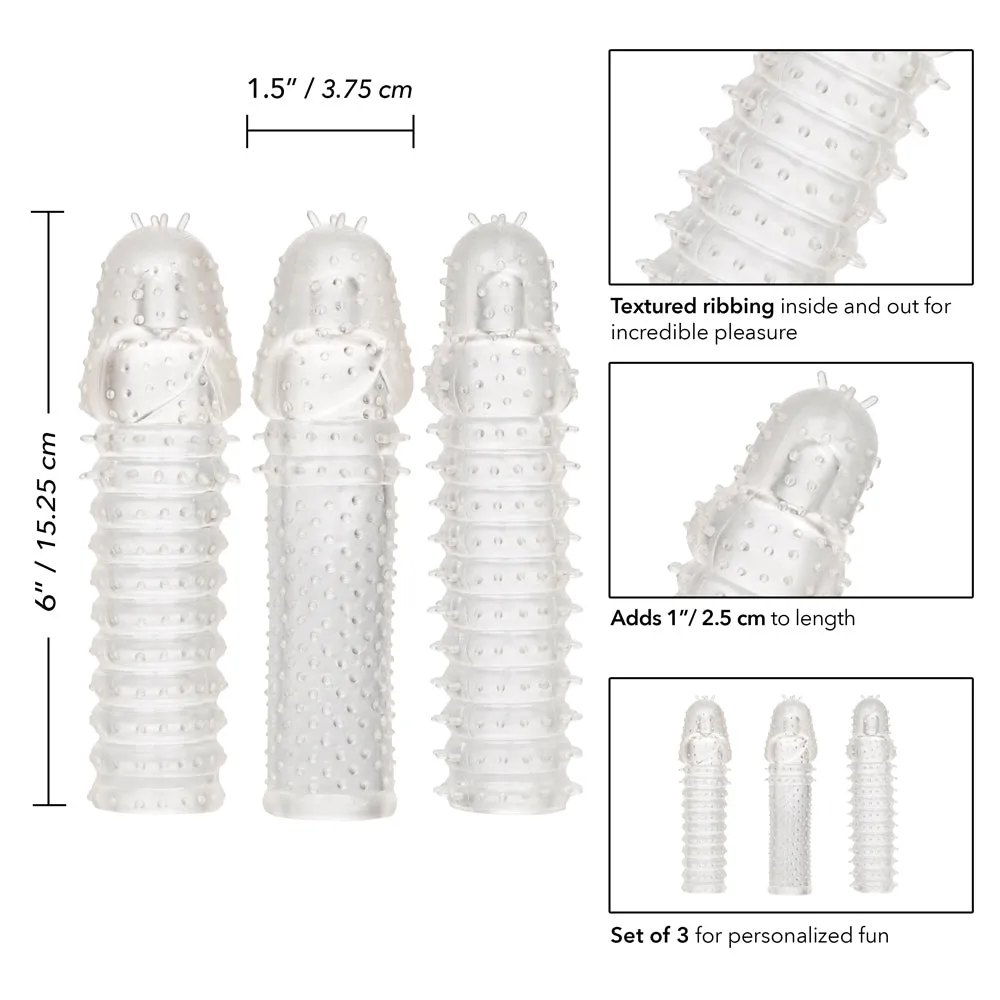 3-Piece Textured Penis Extension Sleeve Kit