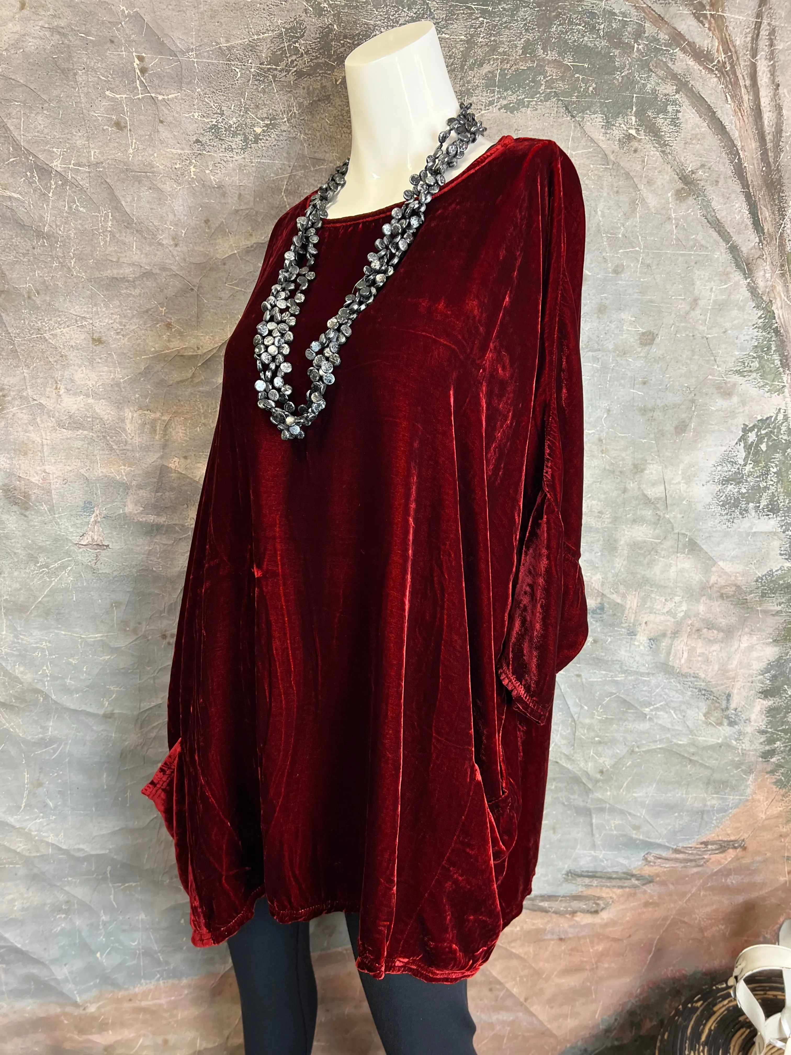 6024 CUTLOOSE Velvet 2 Pkt Top-Cognac