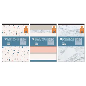 A4 Narrow Ruled Pad - Assorted 160 Pages Lined Paper Office School Supplies Writing Notepad
