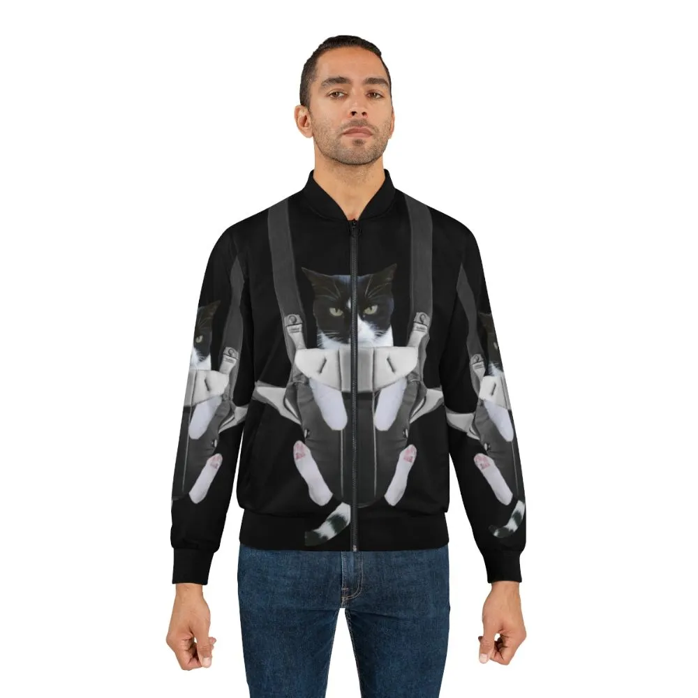 Adorable Cat in Baby Carrier Bomber Jacket