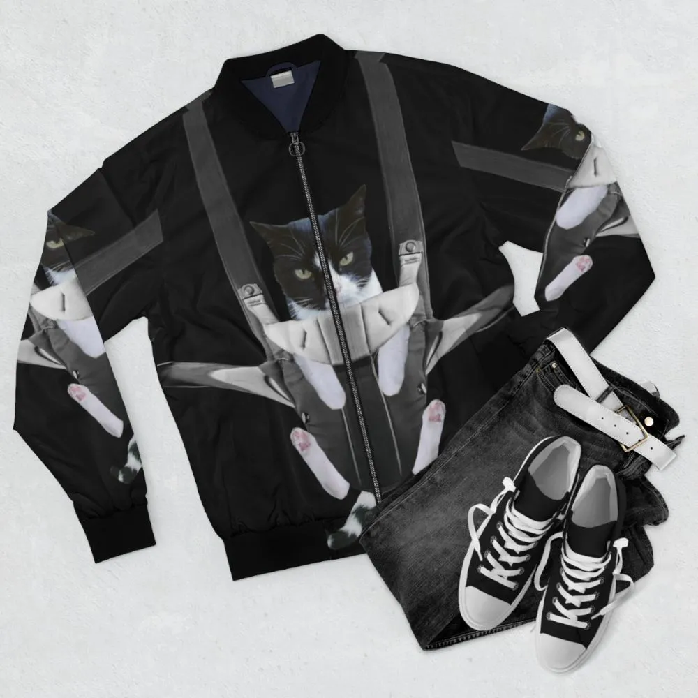 Adorable Cat in Baby Carrier Bomber Jacket