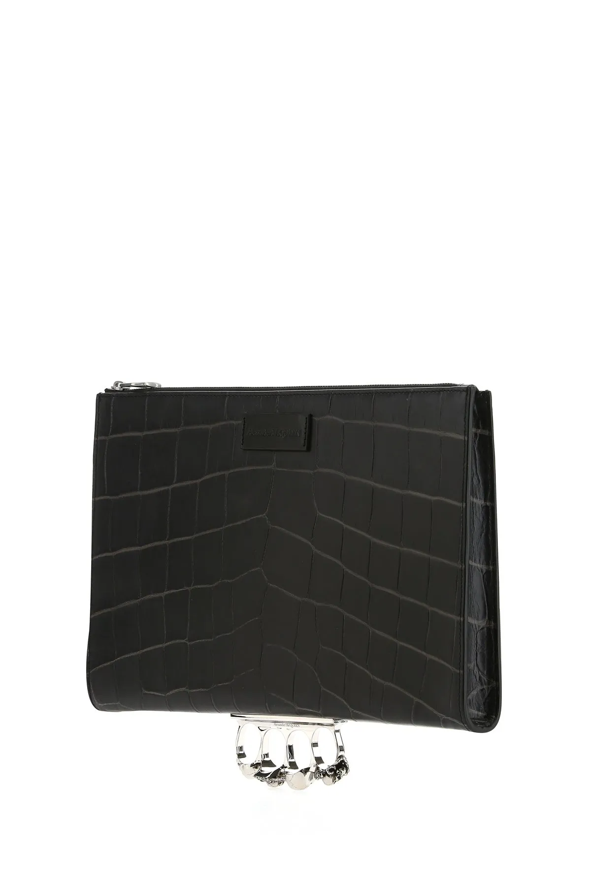 Alexander McQueen Four Ring Embossed Clutch Bag