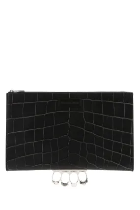 Alexander McQueen Four Ring Embossed Clutch Bag