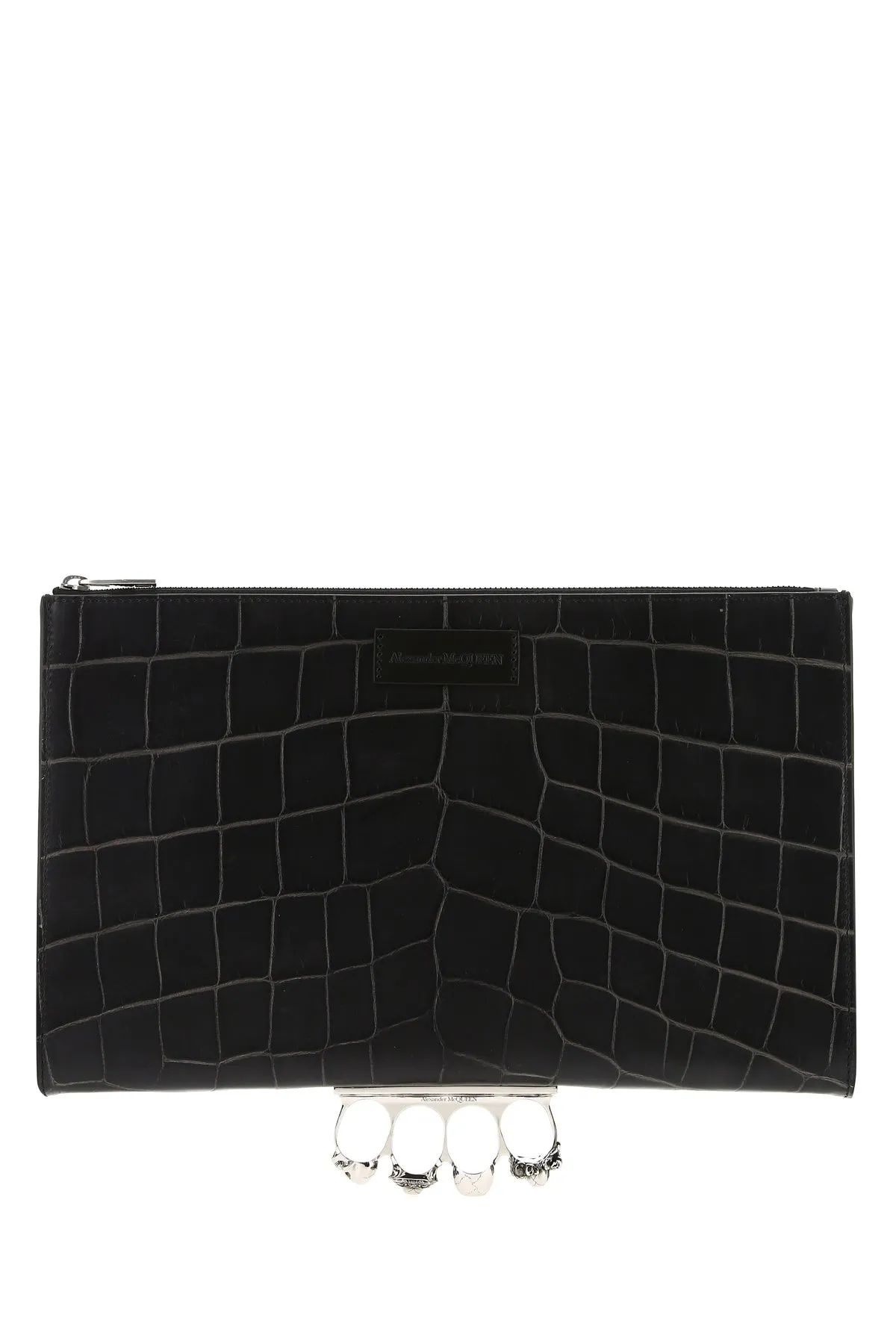 Alexander McQueen Four Ring Embossed Clutch Bag