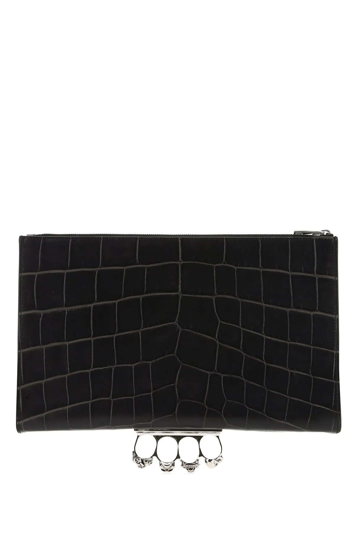 Alexander McQueen Four Ring Embossed Clutch Bag