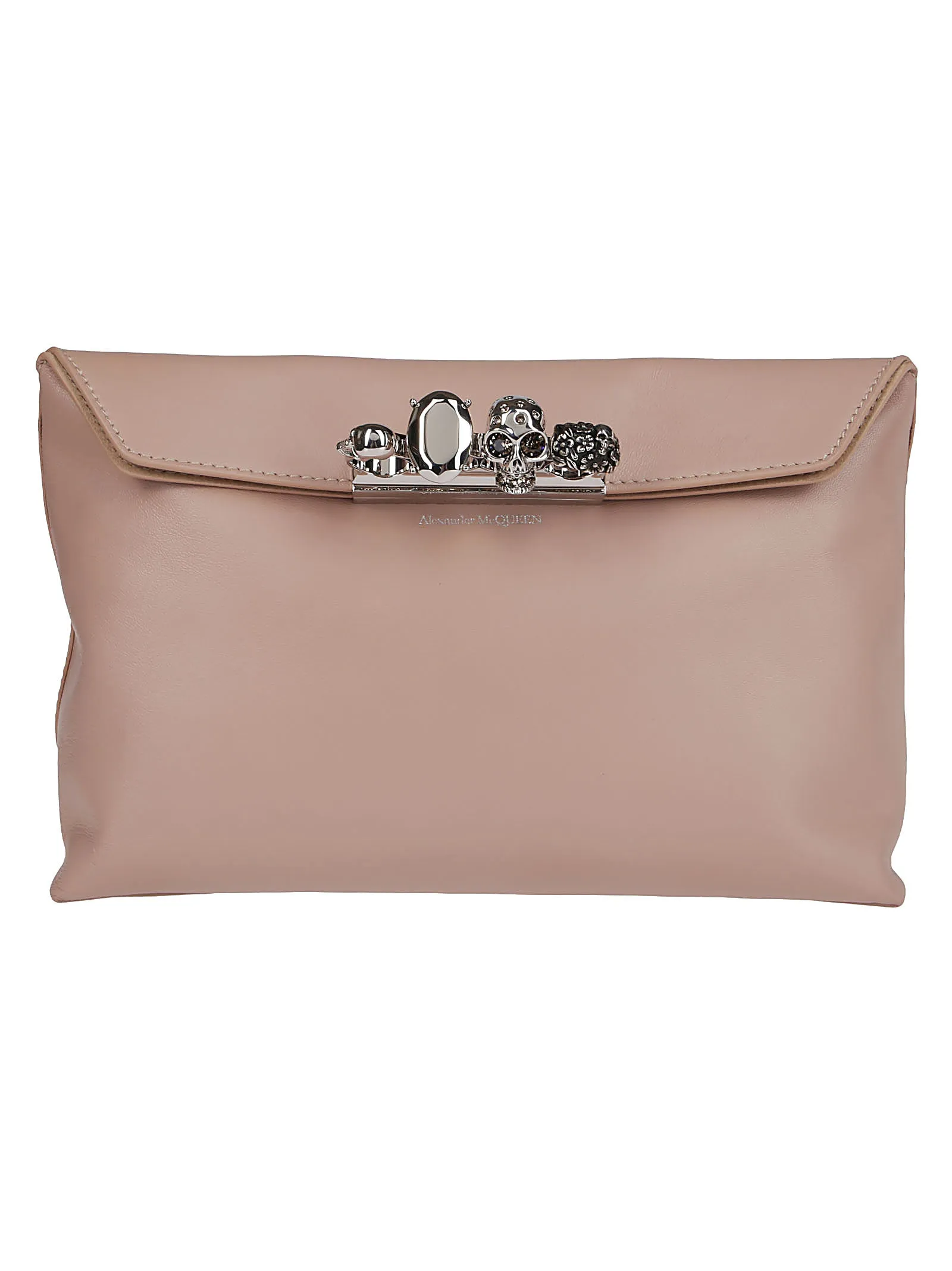 Alexander McQueen Four-Ring Skull Embellished Clutch Bag