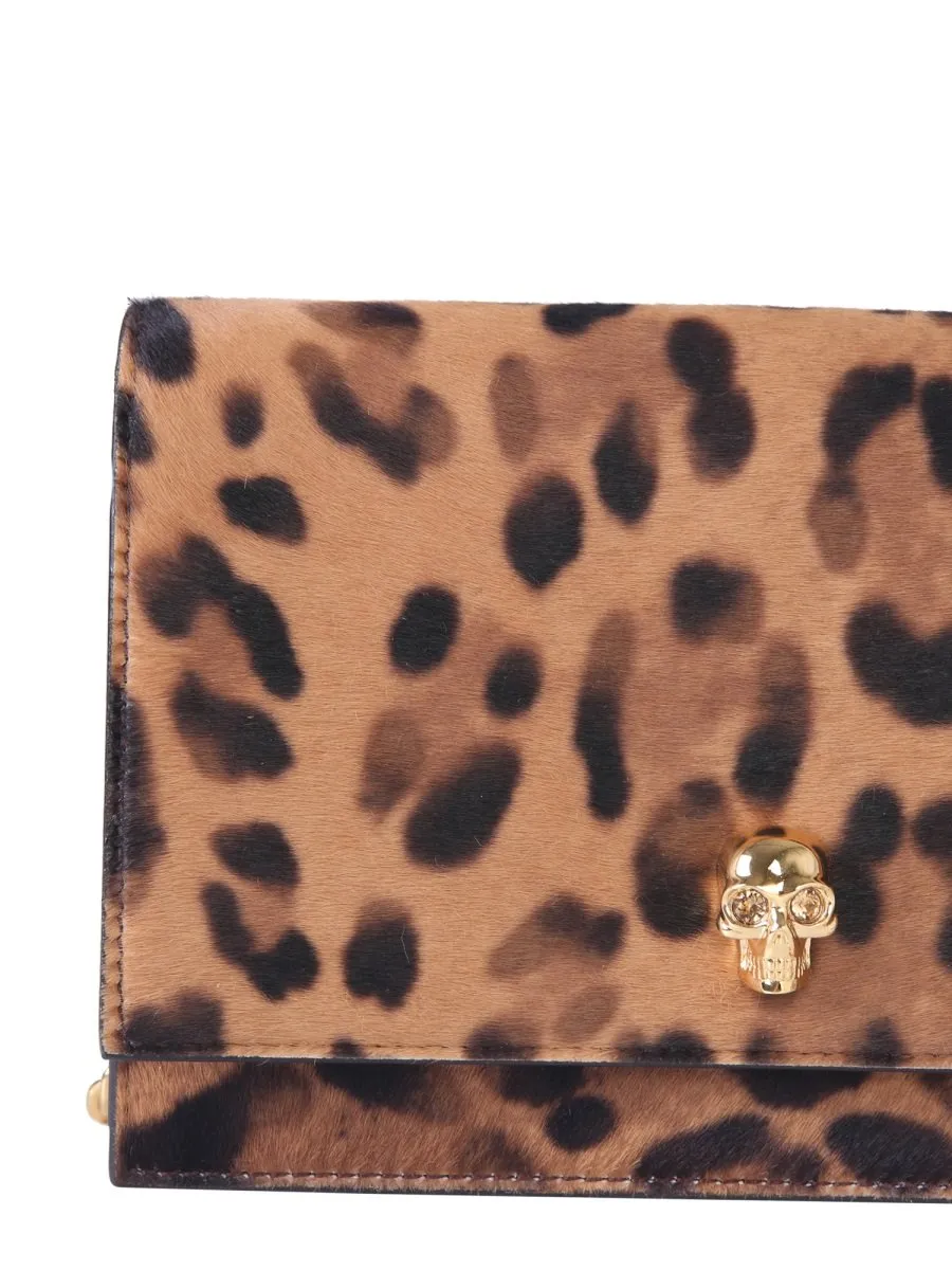 Alexander McQueen Leopard Print Skull Clutch Bag