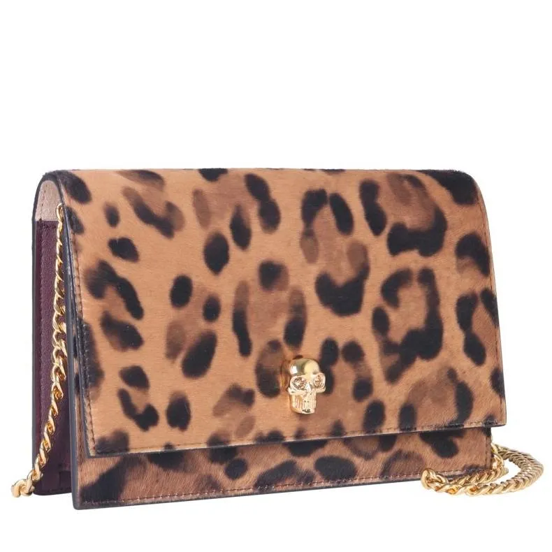 Alexander McQueen Leopard Print Skull Clutch Bag