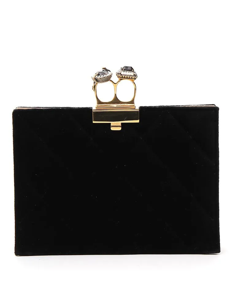 Alexander McQueen Quilted Double Ring Clutch Bag