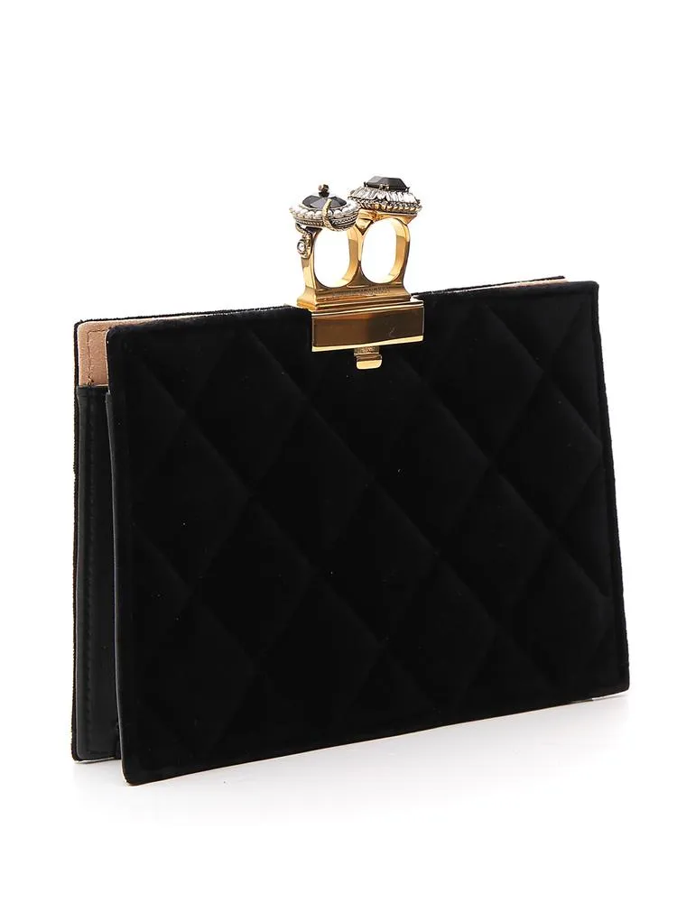 Alexander McQueen Quilted Double Ring Clutch Bag