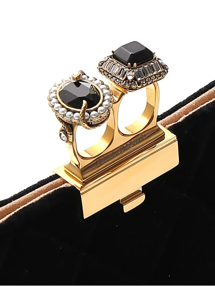 Alexander McQueen Quilted Double Ring Clutch Bag