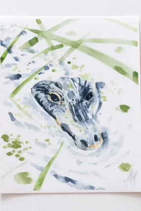 Alligator in the Reeds 5" x 7" Lyla Clayre Print