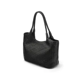 Anya Woven Leather Shoulder Bag - Black