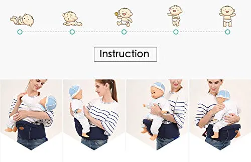 Baby Hip Seat Carrier Baby Waist Stool for Child Infant Toddler with Adjustable Strap Buckle Pocket Soft Inner Huge Storage (Black)
