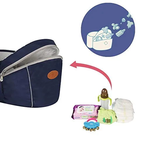 Baby Hip Seat Carrier Baby Waist Stool for Child Infant Toddler with Adjustable Strap Buckle Pocket Soft Inner Huge Storage (Black)