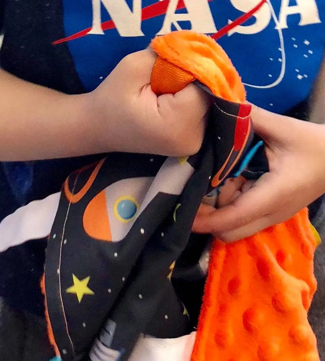 Baby Jack and Company - Space Stars Rockets Taggy Blanket Learning Lovey 14" x 18