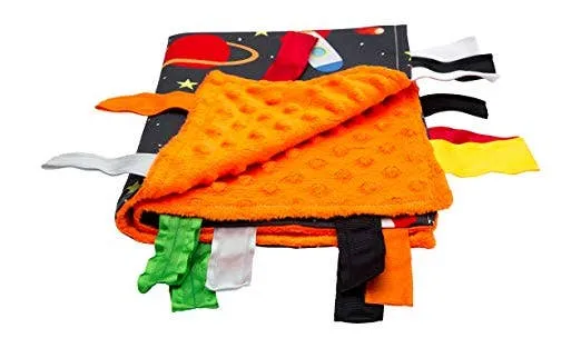 Baby Jack and Company - Space Stars Rockets Taggy Blanket Learning Lovey 14" x 18