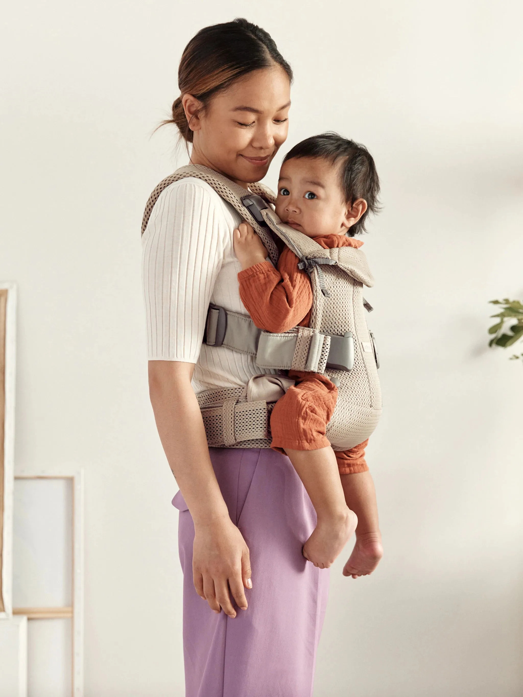 BabyBjorn Draagzak One Cotton 3D Mesh Grijs Beige