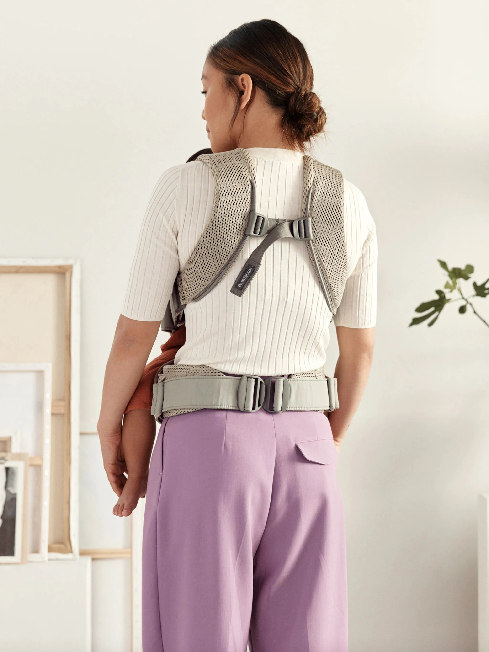 BabyBjorn Draagzak One Cotton 3D Mesh Grijs Beige