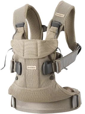 BabyBjorn Draagzak One Cotton 3D Mesh Grijs Beige