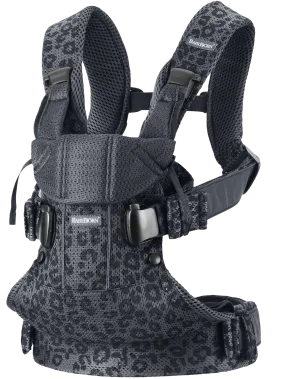 BabyBjorn Draagzak One Cotton 3D Mesh Leopard Antraciet