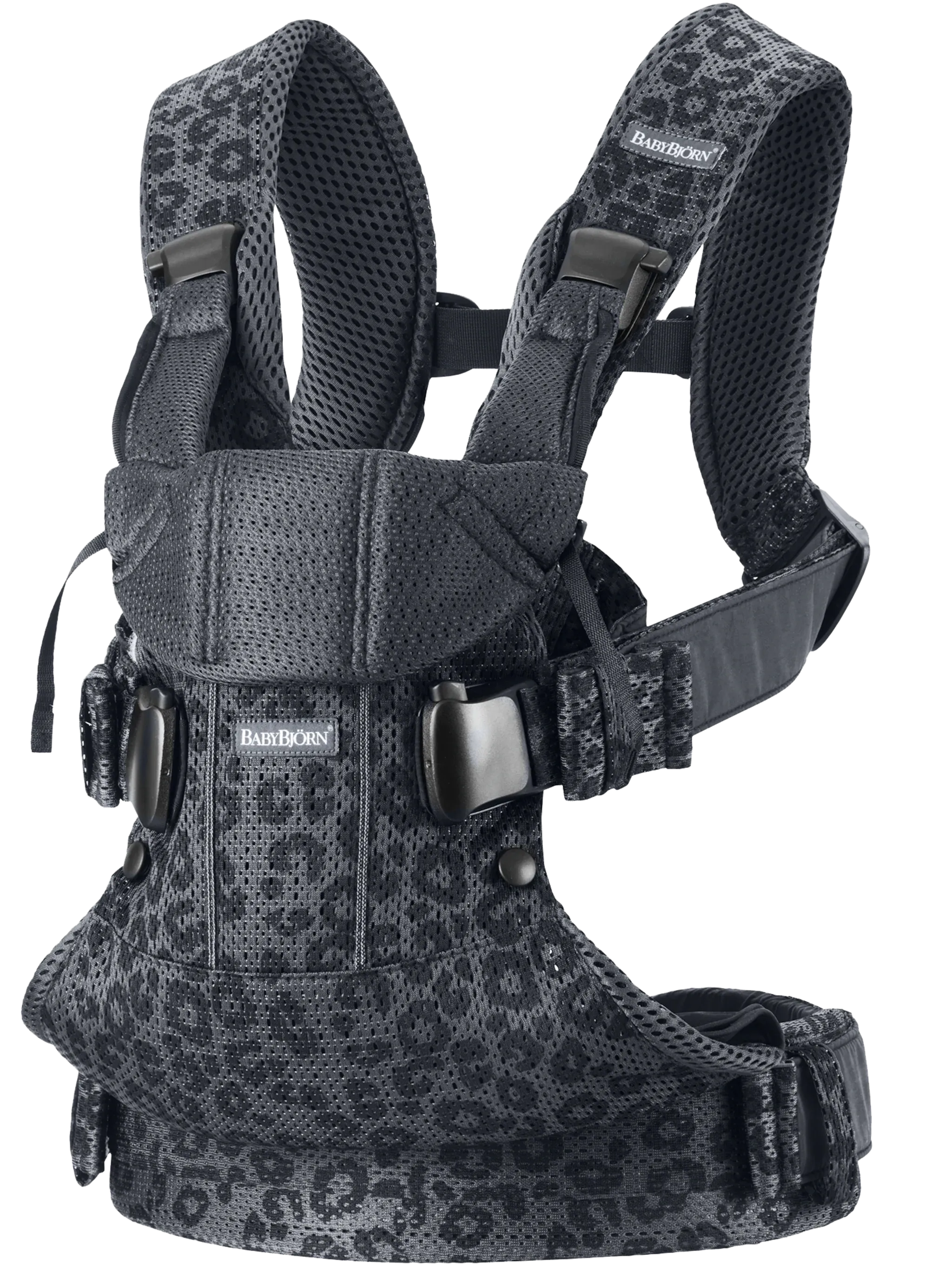 BabyBjorn Draagzak One Cotton 3D Mesh Leopard Antraciet