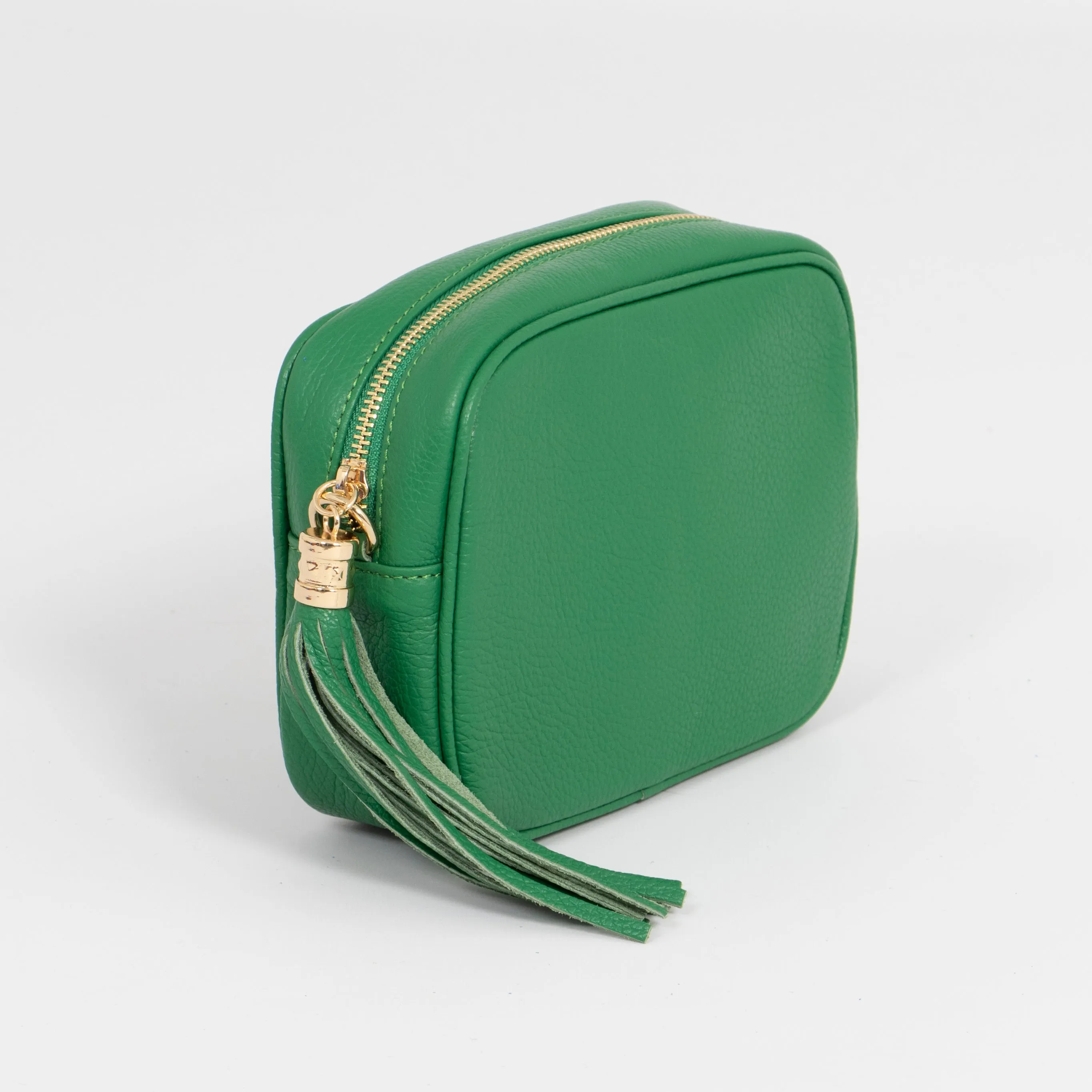 Beau - Italian Leather Crossbody Bag - Bright Green, Pebbled