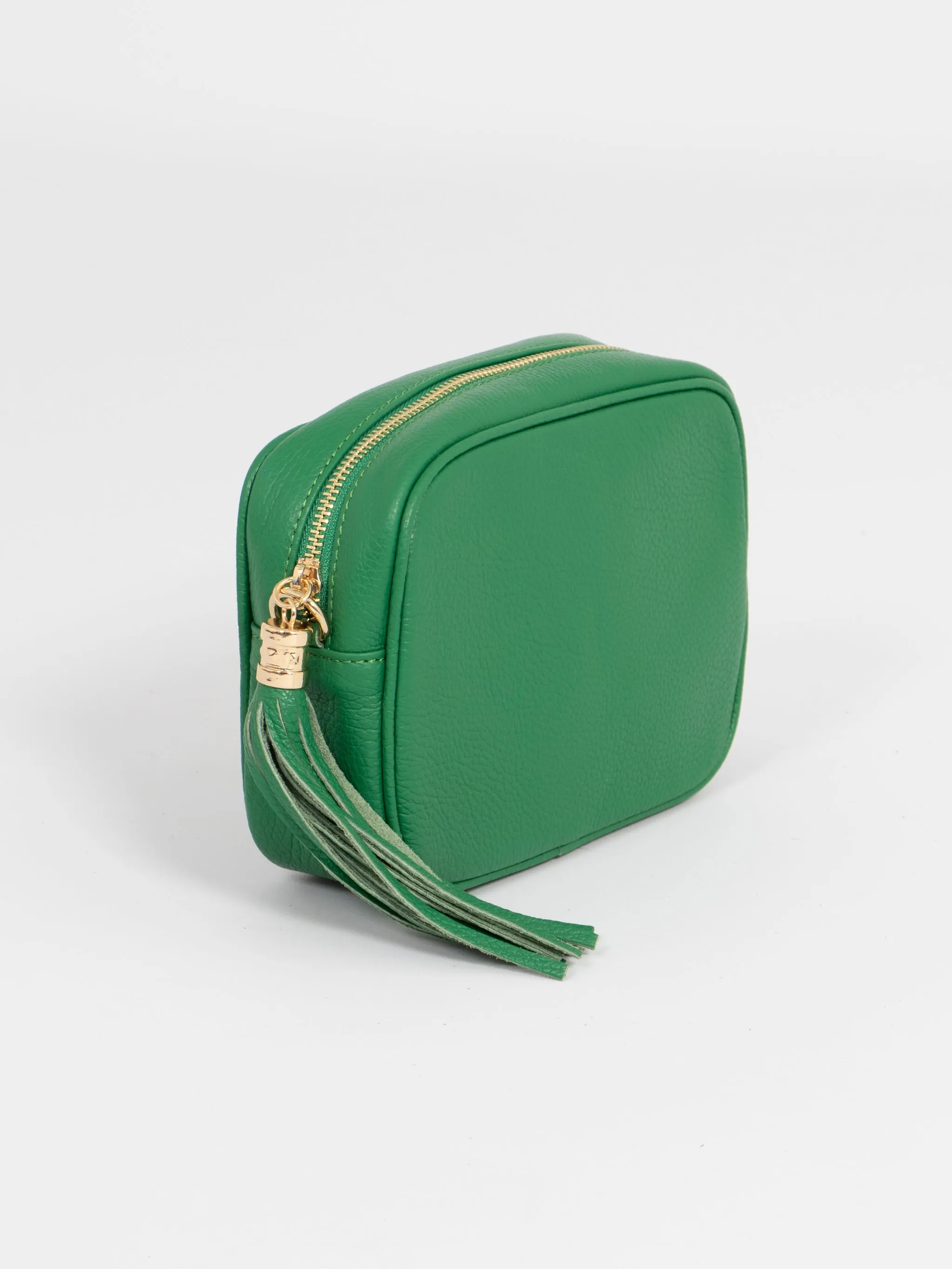Beau - Italian Leather Crossbody Bag - Bright Green, Pebbled