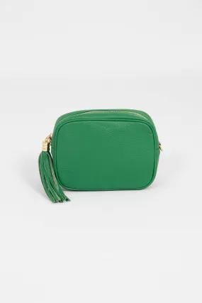 Beau - Italian Leather Crossbody Bag - Bright Green, Pebbled
