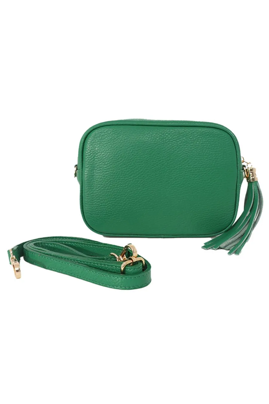Beau - Italian Leather Crossbody Bag - Bright Green, Pebbled