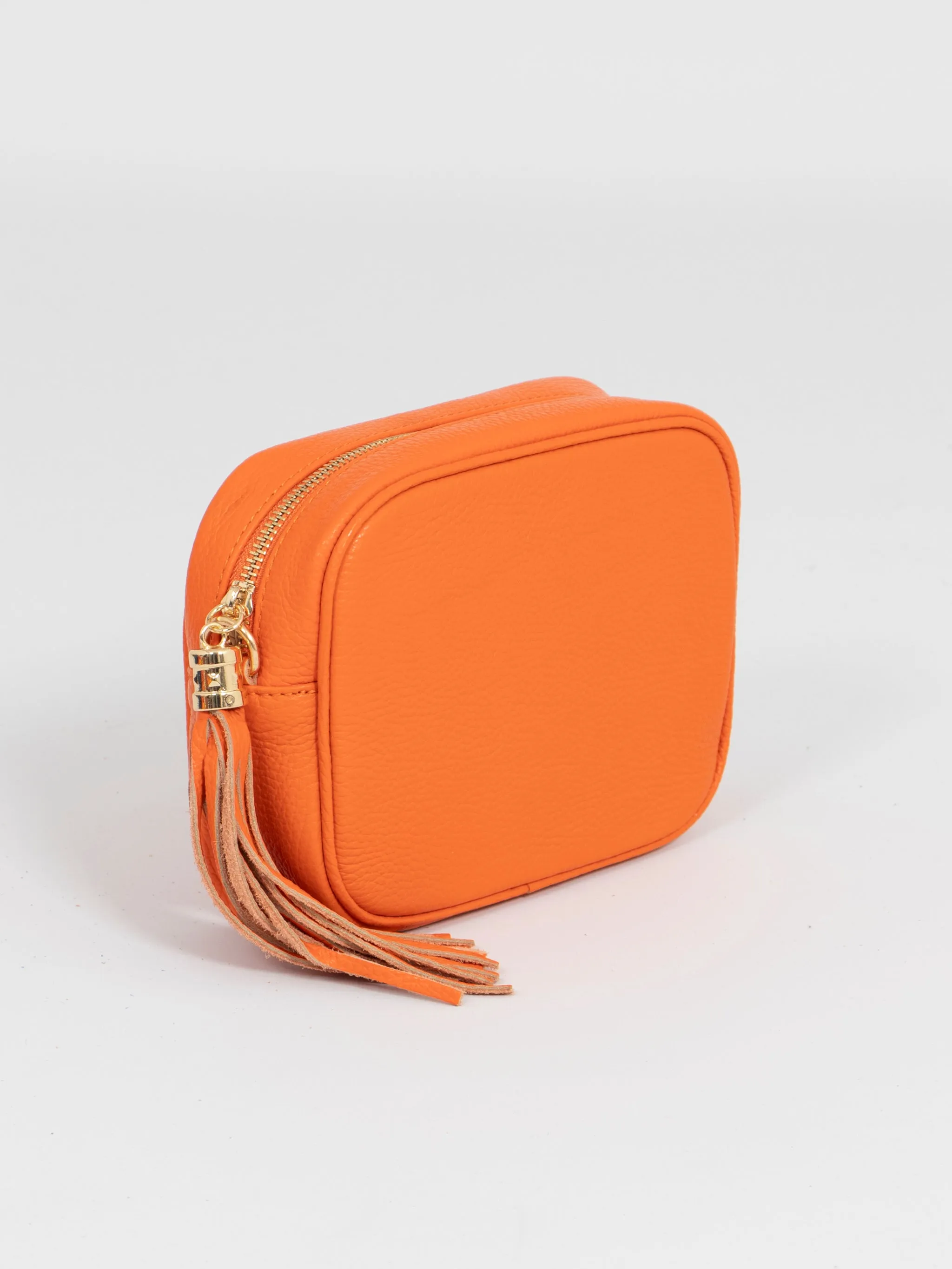 Beau - Italian Leather Crossbody Bag - Orange, Pebbled