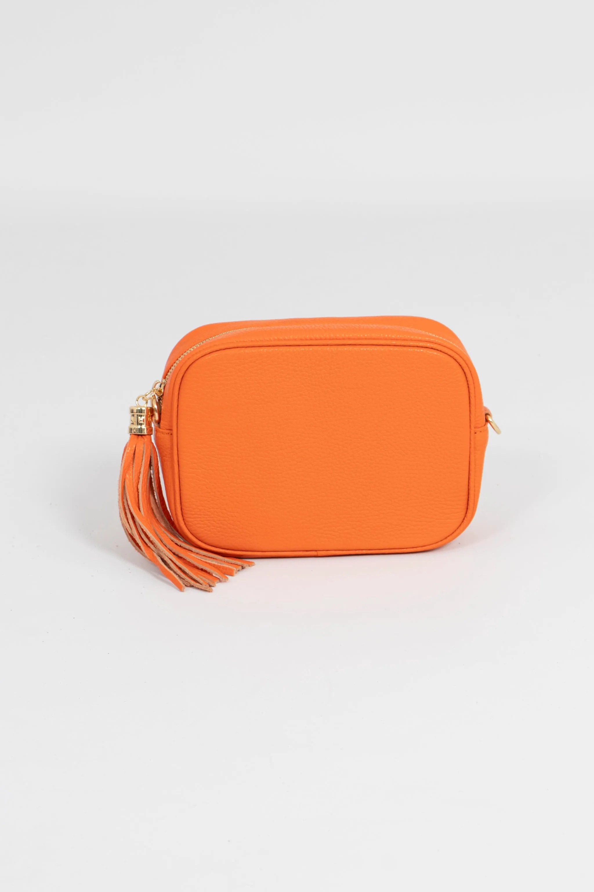 Beau - Italian Leather Crossbody Bag - Orange, Pebbled