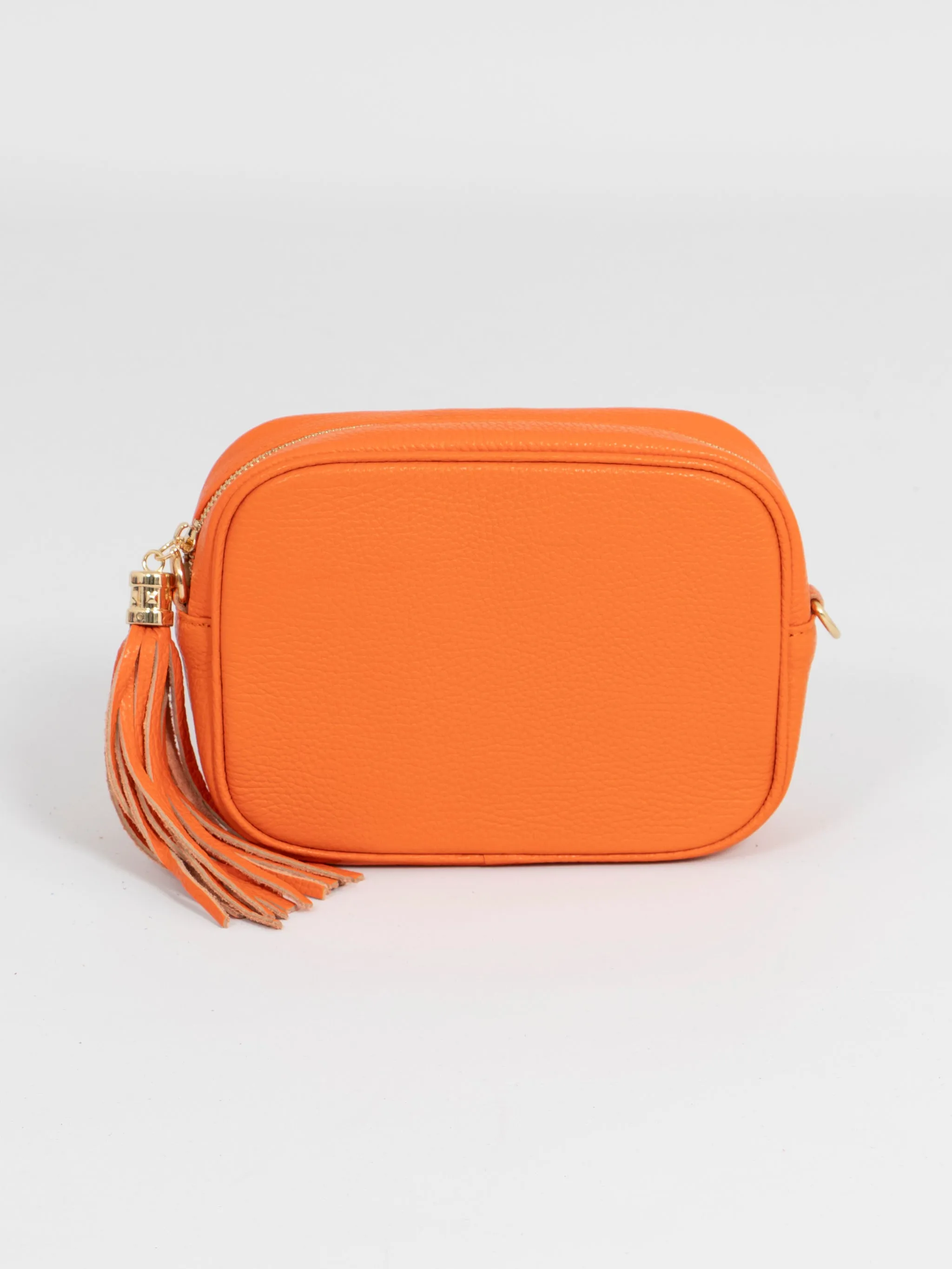 Beau - Italian Leather Crossbody Bag - Orange, Pebbled
