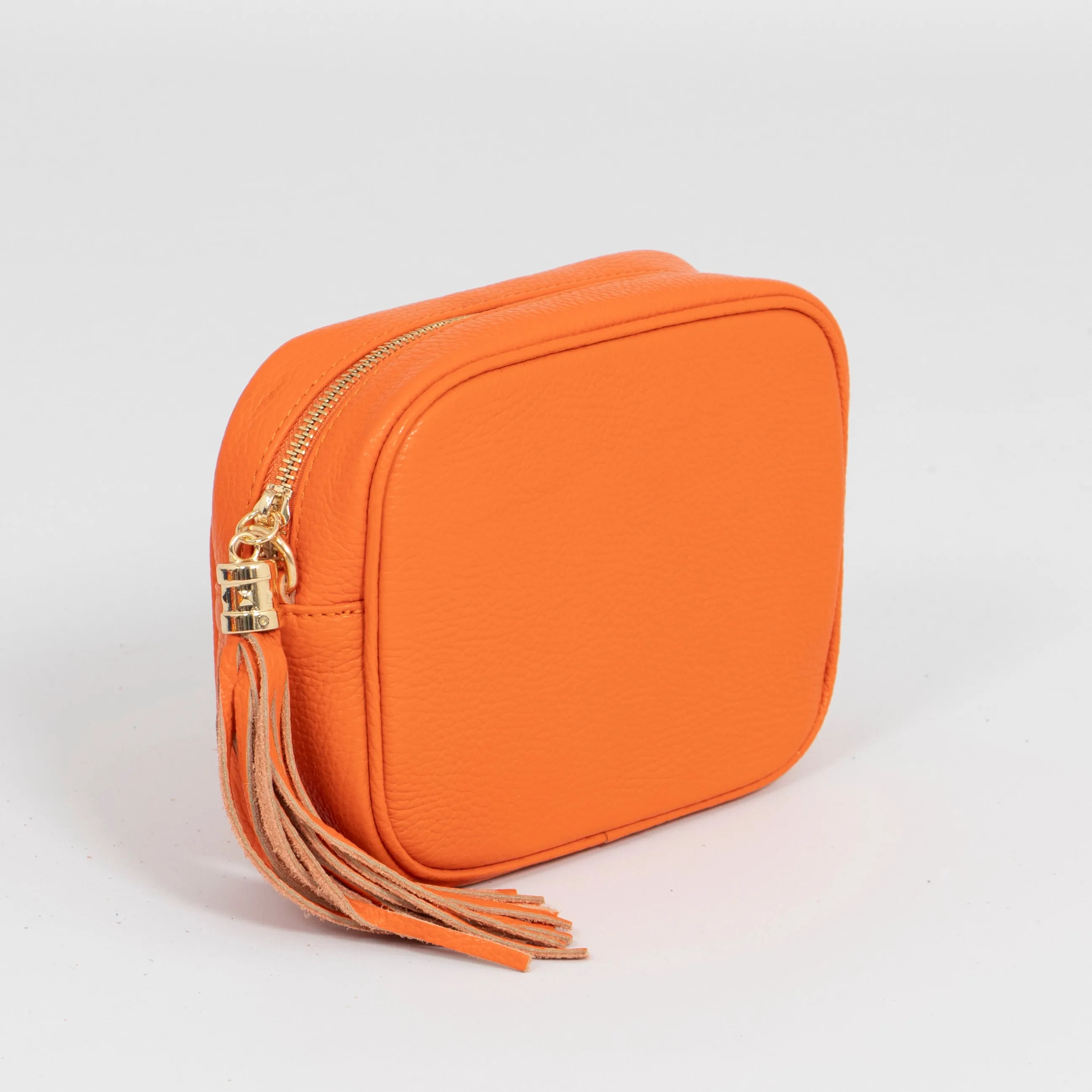 Beau - Italian Leather Crossbody Bag - Orange, Pebbled
