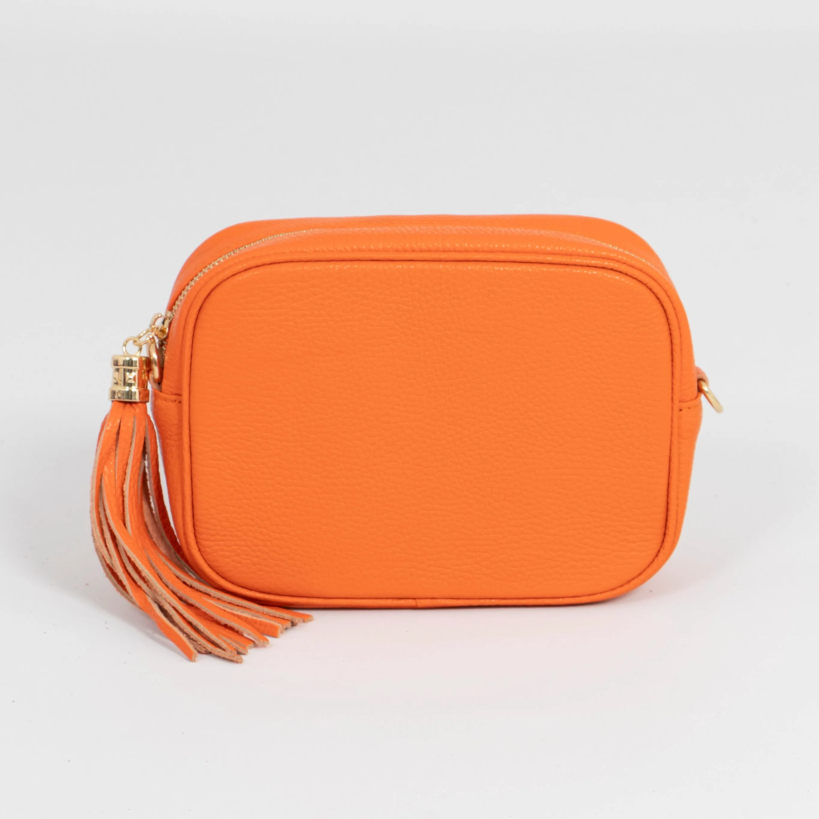 Beau - Italian Leather Crossbody Bag - Orange, Pebbled