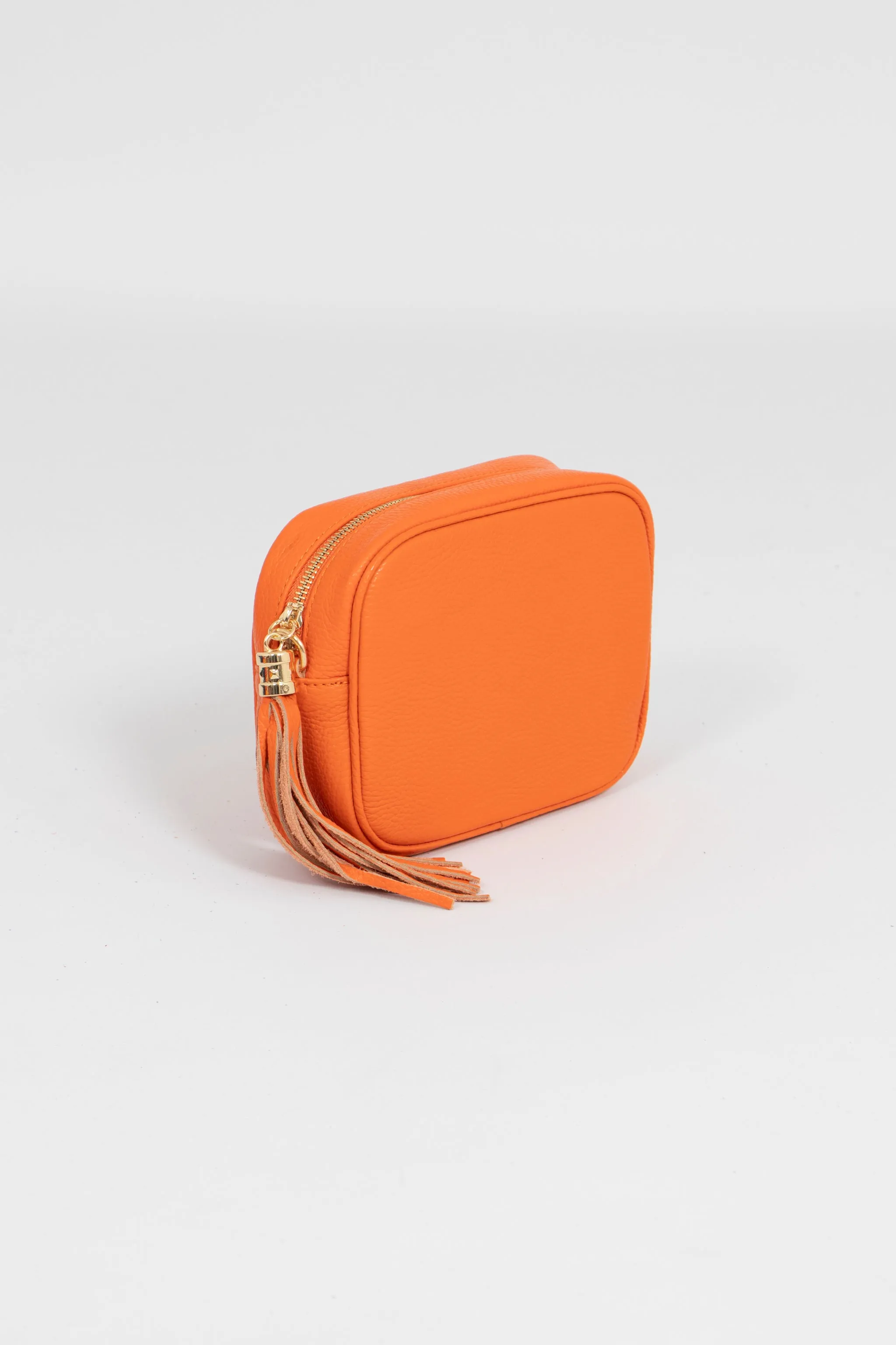 Beau - Italian Leather Crossbody Bag - Orange, Pebbled