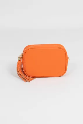 Beau - Italian Leather Crossbody Bag - Orange, Pebbled