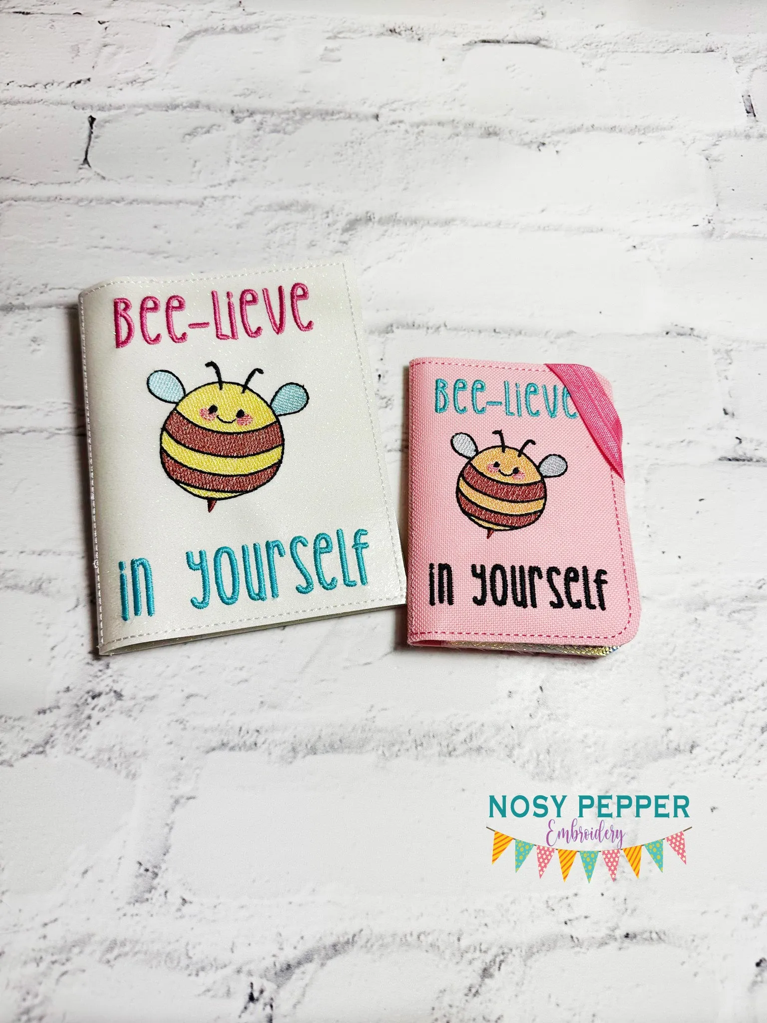Bee-lieve in yourself notebook cover material embroidery design (2 sizes available) DIGITAL DOWNLOAD