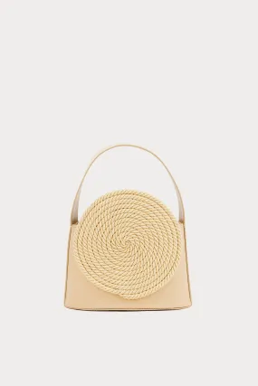 BEIGE Leather Handle Bag with Passementerie Details