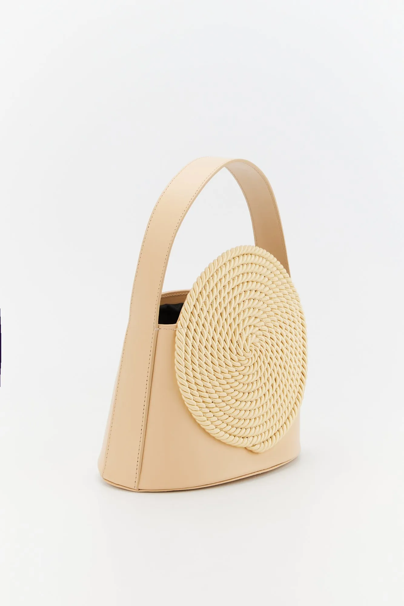 BEIGE Leather Handle Bag with Passementerie Details