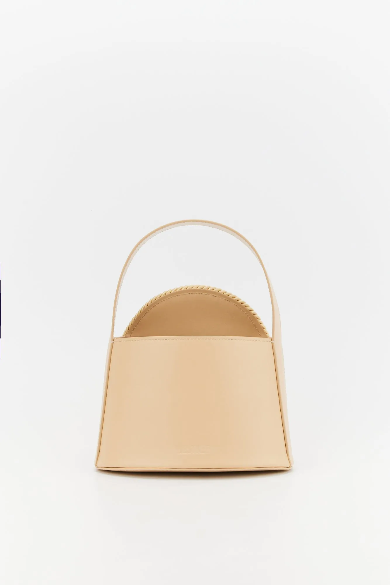BEIGE Leather Handle Bag with Passementerie Details