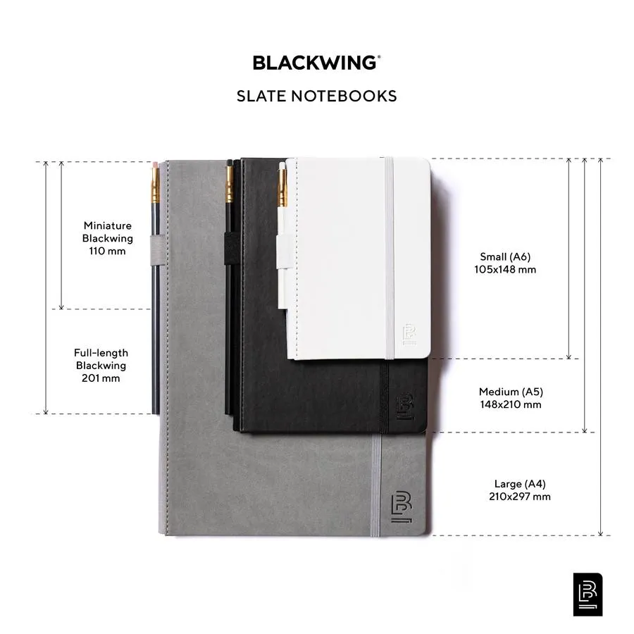 Blackwing Medium Slate Notebook - Black Cover - Plain