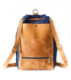 Blue Leather Backpack Purse (dual color)