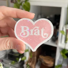 Brat Pink Sparkle Heart - Vinyl Sticker