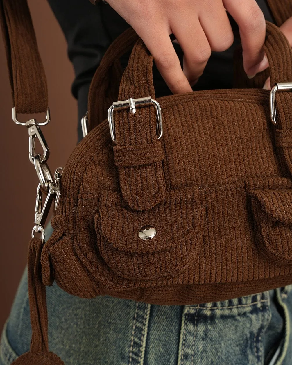 Brown Mini Corduroy Bag