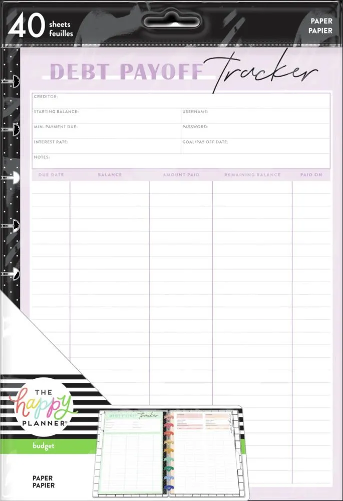 Budget Debt and Savings Classic Filler Paper