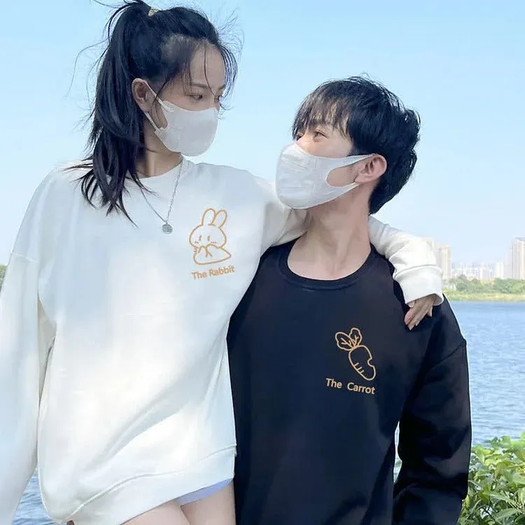 Cartoon Rabbit Carrot Girlfriend Boyfriend Couple Print Sweatshirt