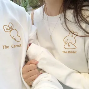 Cartoon Rabbit Carrot Girlfriend Boyfriend Couple Print Sweatshirt